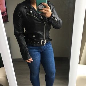 Black Leather Moto Jacket NWOT